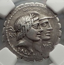 SOCIAL WAR End 70BC Rome & Italia Ancient Silver Roman Republic Coin NGC i58867