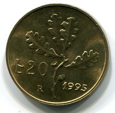 1995 Italy 20 Lira Unc W11059 Free Combine S&H