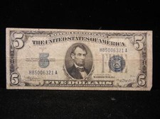 1934 Series A $5 Dollar Silver Certificate Lot 15G