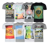 Mens Printed T Shirt Threadbare Polo Supporters  England Brazil New D27