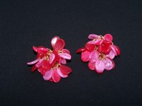 70er Jahre Ohrringe Clips Vintage Rot/Rosa Modeschmuck (439)