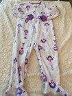 Just One You Girls White Purple Ice Skater Snowflake Fleece Footed Pajamas 3T