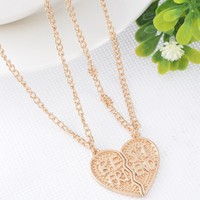 PD: 1Set Vergoldet Halskette BEST FRIEND Freundschaft Herzanhänger 2 Ketten 42cm