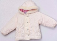 Old Navy Baby Puffy Jacket L 12-18 Months Off White Pink Hood Infant Girl Coat
