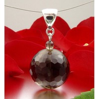 Anhänger aus echtem Rauchquarz & 925 Silber, Ø18mm, braun, facettiert, Damen