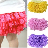 Newborn Baby Girl 0-2Y Cotton Lace Ruffle Nappy Diaper Cover Bloomers Panties