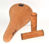 Sattel Set "Canard" Echt Nappa-Ledersattel + Nappa Leder Griffe braun