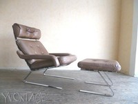 Exklusiver Lounge Chair Sessel Stuhl Leder Flachstahl Cor Kill Ära 60er 60s