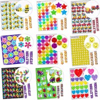 German Trendseller® - 1000 Glitzer Sticker┃Aufkleber┃ Mitgebsel┃Kindergeburtstag