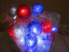 RED WHITE & BLUE PATRIOTIC LED STRING LIGHTS (25 BULBS) ELECTION PARTY RV PATIO