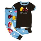 Lazy One Kids Children PJ Pajamas Sleepwear Toddler Blue Hit The Hay Tractor