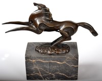 PFERD BRONZESKULPTUR BRONZE TIER MARMOR SIGNIER MILO HORSE