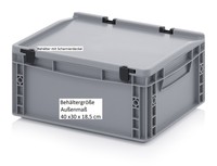 Lebensmittelechte Angel-Boxen Koffer Behälter mit Scharnier-Deckel 40x30x18,5 cm