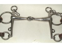 Pelham einfach gebrochen massiv Edelstahl 14,5 cm 20 mm komplett m. Lederriemen 