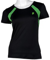 Prince Damen Tshirt Crew Neck, schwarz/grün, Funktions-Tshirt  für Tennis