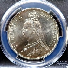 Pcgs-Ms64 1887 Great Britain Double Florin Silver Gem Bu