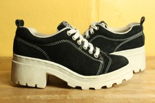 Vintage Cross Colors shoes 6 platform leather sneakers 90's hip hop black white