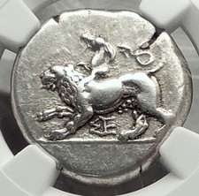SIKYON 431BC NGC Certified Stater Ancient Silver Greek Coin CHIMERA Dove i59092