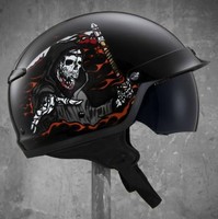 HARLEY-DAVIDSON GATEWAY REAPER FLAMES HALF HELMET GLOSS BLACK