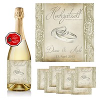 Flaschenetikett f. Sektflaschen / Bierflaschen Hochzeitssekt - INDIVIDUELL - D05