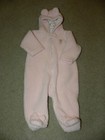 Carters Infant Girls Pink Fuzzy Bear Zip Up Full Body Coat 6 months