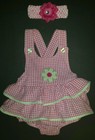 New Infant Girls Nursery Rhyme Seersucker Romper Pink Green 6-9 months NWT 