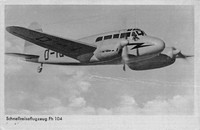 Flugzeug Schnellreiseflugzeug Fh 104 AK gel. Feldpost 