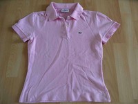 LACOSTE schönes kurzes Pique Poloshirt rosa Gr. 38 TOP (OA814)