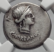Roman Republic 83BC Rome VENUS FASCES CADUCEUS Ancient Silver Coin NGC i59954