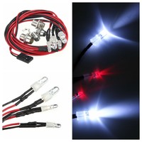 4 x LED Beleuchtungs Light Set für RC 1:10 Autos mit Metallfassung und Stecker 