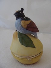Vintage Partridge In Pear Tree Ceramic Trinket Box-Andrea By Sadek-Made In Japan