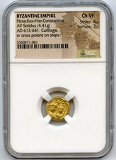 Ad 613-641 Byzantine Empire Heraclius +Her. Constantine Av Solidus Ngc Ch Vf