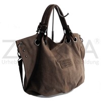 Bag Street - Canvas Damen Handtasche Damentasche Schultertasche - Braun