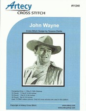 JOHN WAYNE Western Cross Stitch Pattern Full Stitches - 9" x 11" on 18 ct