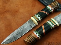 Damast Messer Jagdmesser Outdoormesser Horn+Wood Damascus Knife 91028-18-3800