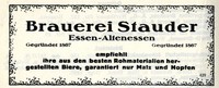 Brauerei Stauder Essen-Altenessen * Historische Reklame 1925