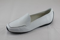 Damen Mania Schuhe Slipper Mokassin FM25 weiss*  Kalbleder Sohle schwarz
