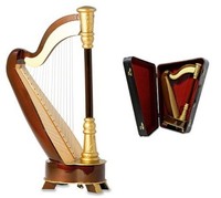 Modell Miniatur Harfe mit Spieluhr incl. schönem Koffer ca. 25 x 14 cm