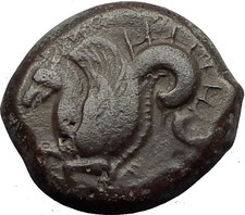Syracuse Sicily 375BC Tyrant Dionysios Greek Coin ATHENA HIPPOCAMP Horse i58811