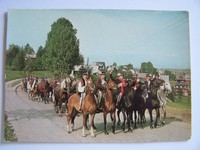 Pferde Postkarte - KAW Krajowa Polen - Reitergruppe & Kutschen Festumzug
