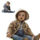 Baby Warm Fleece Hooded Coat Horn Button Outerwear Boy Snowsuit Toddler Jacket