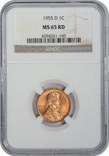 1955-D Lincoln Cent Ms65Rd Ngc 65 Red Mint State