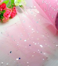4yd x6" pink sequin tulle tutu trim craft Wedding Decoration DIY L1814