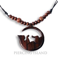 Halskette Anhänger Katze Holz Amulett Handarbeit N247