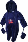 CONEY ISLAND Baby Boys' Airplane Navy Velvet Fleece Hooded Snowsuit Pram