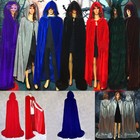Cosplay Velvet Cloak Witch Adult Hooded Cape Halloween Wedding Party Costume hot