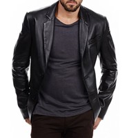 Herren Lederblazer Leder Sakko Leder Blazer Lammnappa SCHWARZ Gr. 50 NEU