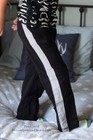 Boys Size 6 TEA COLLECTION BLACK/Gray Side Stripe KNIT pants