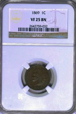 1869 Indian Cent Ngc Vf25Bn
