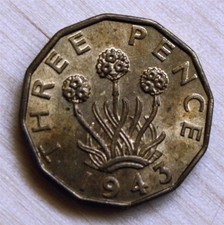 1943 Great Britain Threepence